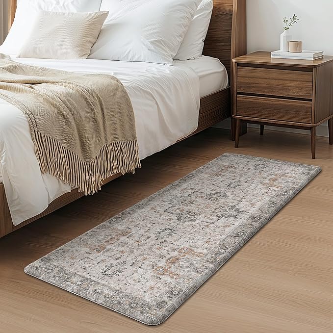 GENIMO Kitchen Mats for Floor 2PCs, Washable Anti Fatigue Mat for Cushioned, 20"x48"+20"x32", Waterproof Kitchen Rugs, Non Slip Comfort Standing Mat Rug for Home, Sink, Laundry, LightTaupeBrown