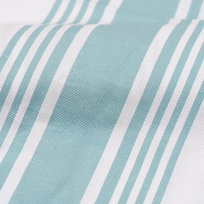 Aqua Stripes Cotton Kitchen Towels - 100% Cotton, 6 Pack, 30"x20", Absorbent, Lightweight, Lint-Free, Washable, Reusable and Quick-Dry Dish Towels with Hanging Loop (Aqua)