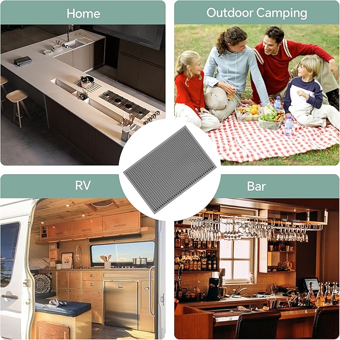 2 Pack Bar Mat, Home Bar Tool Drying Mats, Bar Accessories for The Home Bar Set 18''x12''(Gray) for Bars, Outdoor Camping, Bar for Home