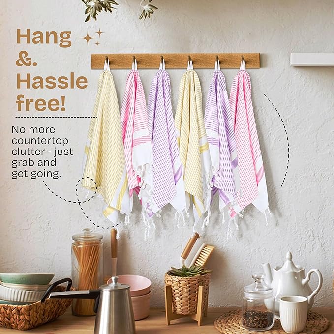 Multi Color Kitchen Towels 16x26 Inch, 3 Pack, 100% Cotton, Ultra Absorbent, Fast Dry, Machine Washable, Drying Dishes, Cleaning, Everyday Use - Lemon Yellow, Pink, Lavender