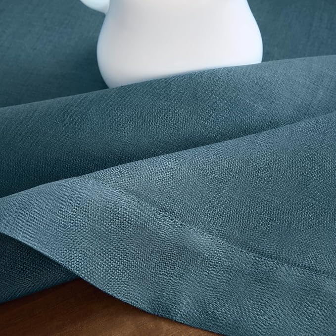Solino Home Linen Cloth Placemats Set of 4 - 100% Pure Linen Peacock Blue Placemats 14 x 19 Inch - Fete