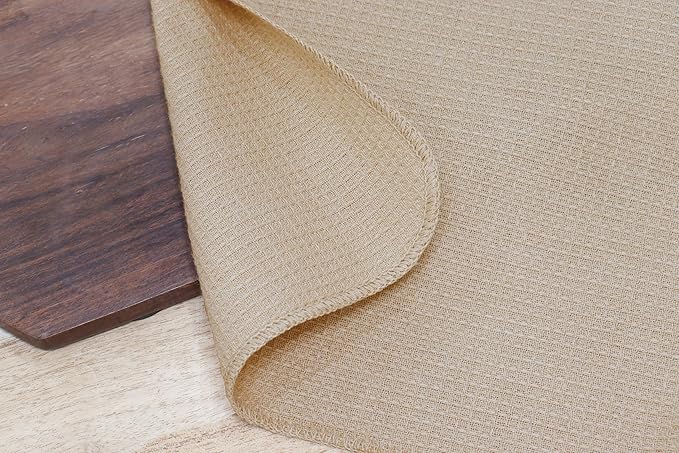 PurpleEssences Dish Cloths and Dish Rags - 8 Pack Waffle Weave Solid Kitchen Dish Wash Cloths, 100% Cotton, 12 x 12 Inches, Ultra Soft Absorbent Quick Drying - Christmas Holiday Winter - Beige