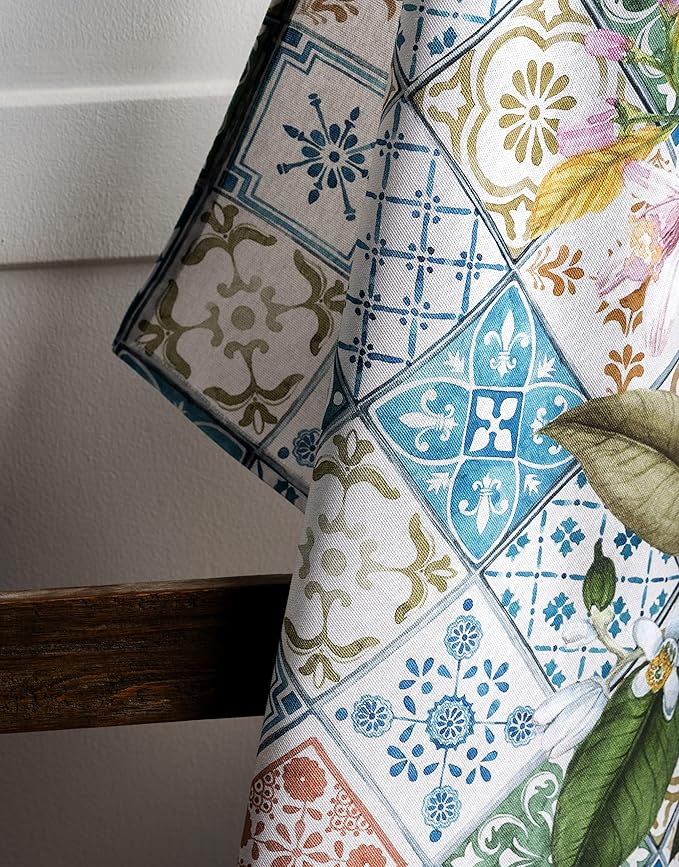 Maison d' Hermine Kitchen Towels Set of 3 100% Cotton 27.50" x 20" Reusable Cloth Tea Dish Towels Absorbent with Hanging Loop for Kitchen, Home, Dining, Cocktail Parties Spring/Summer (Agrume)