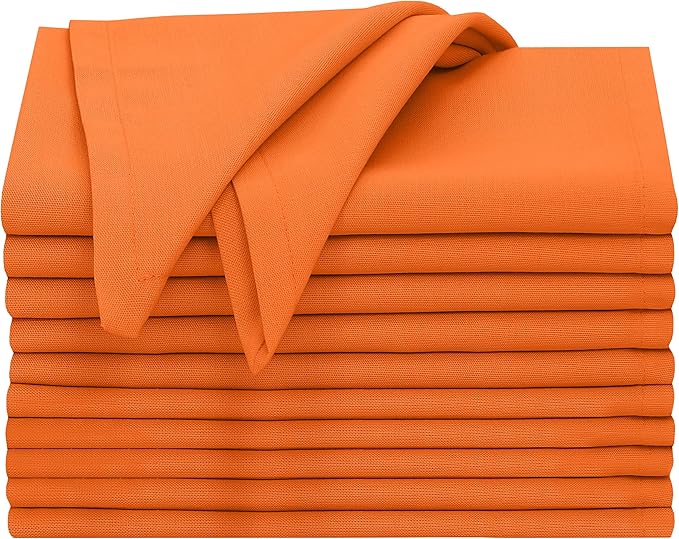 Ruvanti Cloth Napkins Set of 12, 18x18 Inches, 100% Cotton, Washable, Soft & Absorbent, Perfect for Wedding, Christmas, Thanksgiving Dinners - Orange Peel
