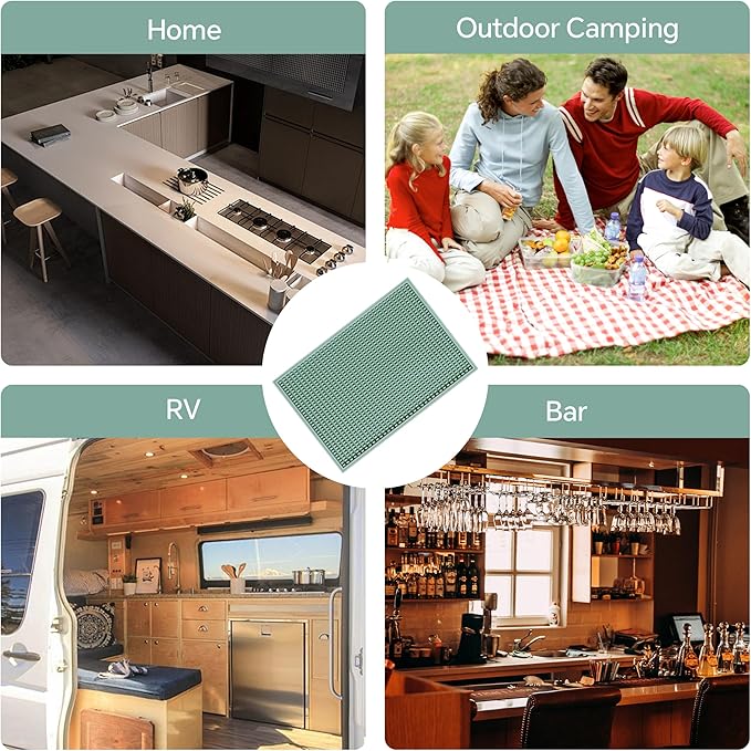 2 Pack Bar Mat, Home Bar Tool Drying Mats, Bar Accessories for The Home Bar Set 18''x12''(Green) for Bars, Outdoor Camping, Bar for Home