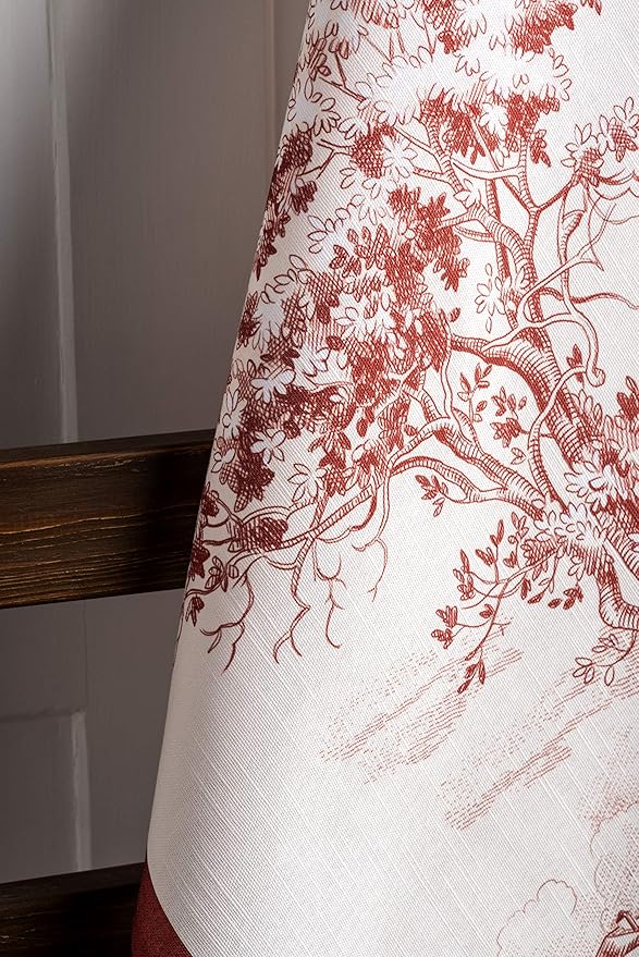 Maison d' Hermine Kitchen Towels Set of 3 100% Cotton 20" x 27.5" Reusable Cloth Tea Dish Towels Absorbent with Hanging Loop for Kitchen Dining Thanksgiving Christmas Decorations (Holy Jouy - Red)