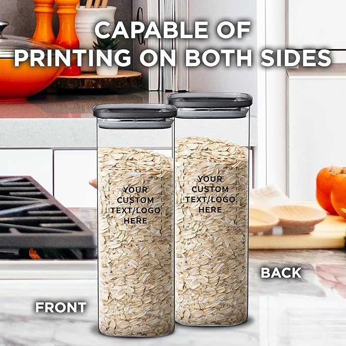 DISCOUNT PROMOS Custom Meridian 71 oz. Glass Storage Jars Set of 12, Personalized Bulk Pack - Durable Kitchen Organization, Home Decor Essentials, Food Storage Solutions - Clear