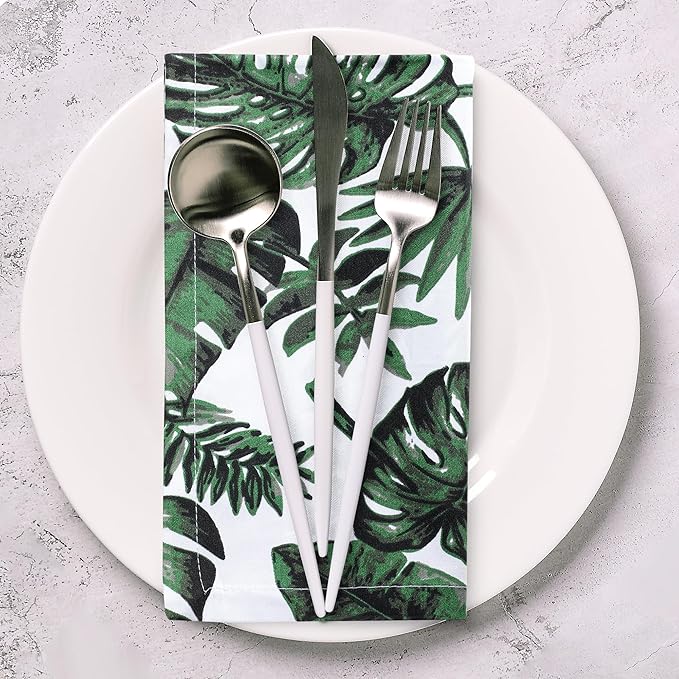 Urban Villa Cloth Napkins Tropical Print 100% Cotton Absorbent Dinner Napkins (Set of 12) Oversized 20x20 Inches Soft Durable Reusable Washable Ideal for Everyday Use Wedding Parties Premium Quality