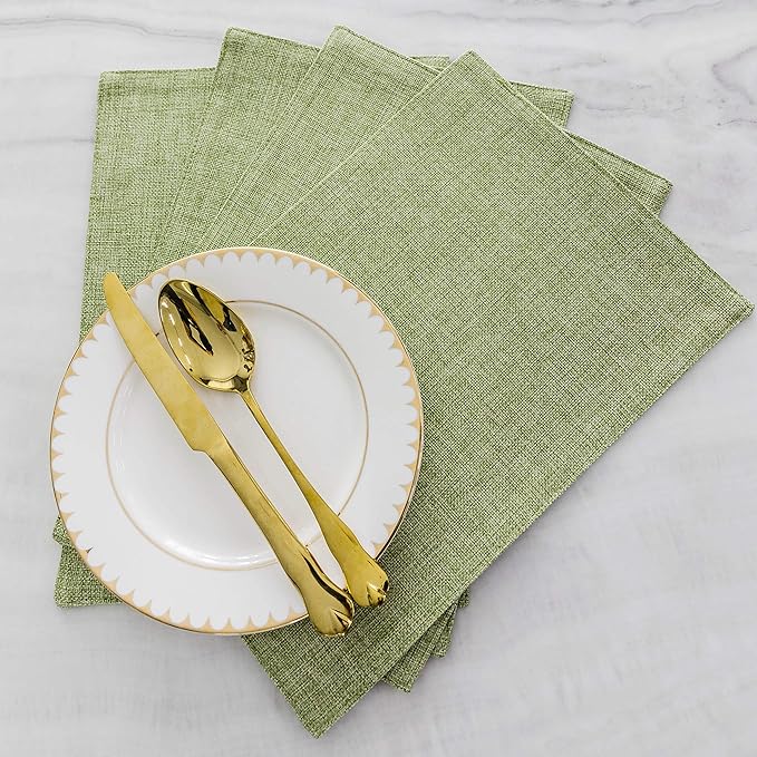 Home Brilliant Green Placemat Set of 8 Washable Place Mats Placemats Heat Resistant Sage Placemat for Dining Table Kitchen Table Mats Decor, Grass Green