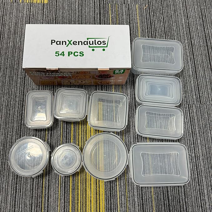 54 Pcs Food Storage Containers with Lids Airtight, (27 Containers &27 Lids) Reusable BPA-Free Plastic Food Containers for Kitchen Organization, Leak Proof Freezer/Microwave Safe Meal Prep Lunch Boxes