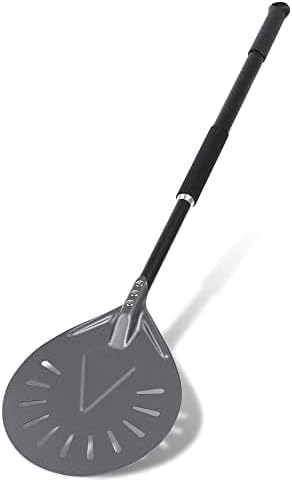Pizza Turning Peel - 7 Inch Aluminum Perforated Pizza turner with 31 Inch Long handle Lightweight, Metal Pizza Peel for Outdoor Pizza Oven Accessories