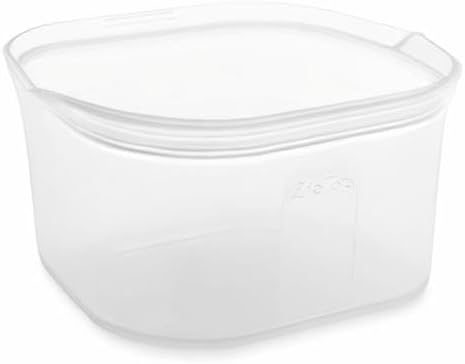 Zip Top Reusable Food Storage Bags | Medium Dish [Frost] | Silicone Meal Prep Container | Microwave, Dishwasher and Freezer Safe | Made in the USA