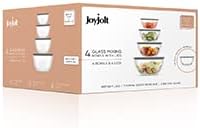 JoyJolt Kitchen Mixing Bowls - 8pc Glass with Lids Set – Neat Nesting Large Bowl Batter Cooking Storage and Big Salad BPA-Free Gray