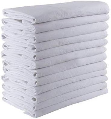 DG Collections 100% Cotton Flour Sack Towels – 50 Pack, 27x27 Inches, White, Lint-Free, Pre-Washed, Hemmed Edges – Reusable Kitchen Towels for Cleaning, Embroidery, Printing & Crafts - White