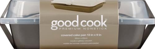 GoodCook Everyday Nonstick Steel Bake-N-Take Oblong Pan, 9" x 13" with Lid, Gray