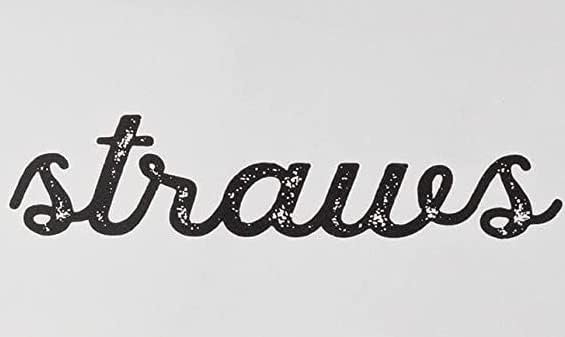 AuldHome Design Farmhouse Enamelware Straw Holder (White); Rustic Metal Straw Storage Canister