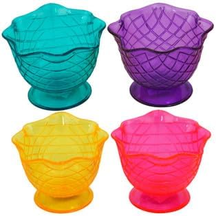 Set of 4 Ice Cream Dishes Waffle Cone Pattern in 4 Assorted Bright Summer Colors Ice Cream Social Ice Cream Party dishes Birthday Ice Cream plate (Abstract), Medium