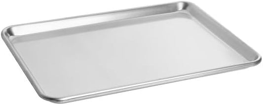 Commercial Half Size Aluminum Sheet Pan, 13 x 18 Inch, Heavy Duty 12 Gauge, Open Bead Rim for Baking Cookies and Rolls