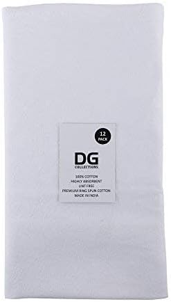 DG Collections 100% Cotton Flour Sack Towels – 50 Pack, 27x27 Inches, White, Lint-Free, Pre-Washed, Hemmed Edges – Reusable Kitchen Towels for Cleaning, Embroidery, Printing & Crafts - White