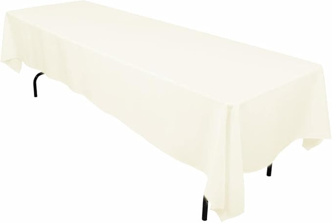 LinenTablecloth 60 x 126-Inch Rectangular Polyester Tablecloth Ivory