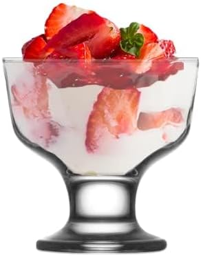 Vikko Dessert Bowls, 7 Ounce Ice Cream Sundae Bowls, Set of 6 Footed Dessert Cup For Ices, Pudding, Fruit, and More, Dishwasher Safe