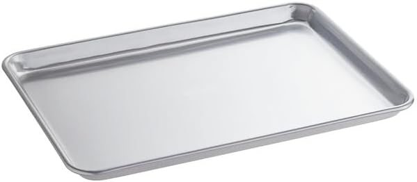 Heavy-Duty Aluminum Half Size Sheet Pan, 13 x 18 Inch, Silver Wire-Rim Bun Pan, 16 Gauge Commercial Grade for Baking and Broiling