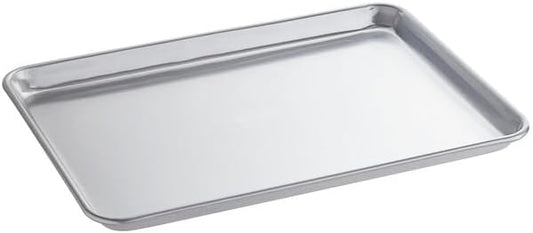 Heavy-Duty Aluminum Half Size Sheet Pan, 13 x 18 Inch, Silver Wire-Rim Bun Pan, 16 Gauge Commercial Grade for Baking and Broiling