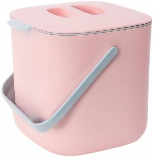 Blue Ginkgo Kitchen Compost Bin [2.6L / 0.69 GAL] – Filter-Free, Odor-Tight Countertop Food Waste Pail with Handle (Made in Korea, Pink)