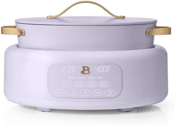 Beautiful™ 10-in-1 Electric Multi-Cooker, 6 Quart – Lavander, by Drew Barrymore, Slow Cook, Sauté, Steam, Rice, Pressure Cook, Sear, Warm & More, Programmable Digital Display, Dishwasher-Safe Pot