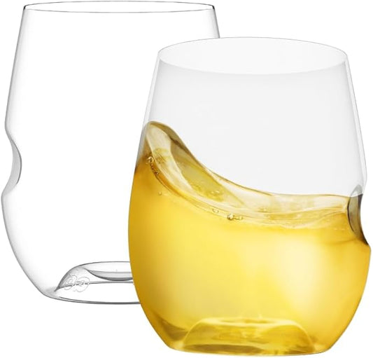 Unbreakable Stemless Wine Glass – Set of 2, 12oz, Dishwasher Safe, BPA-free Tritan, Clear Stemless White Wine Glasses, Shatterproof for Indoor, Outdoor, Everyday Use. Reusable, Made in the USA