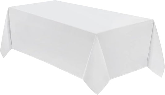 VidaFete Tablecloth 90 * 132inch Rectangle Table Cloth Polyester, Stain Wrinkle Resistant Polyester Dining Table Cover for Kitchen Dinning Party Wedding Rectangular Tabletop Buffet Decoration(White)