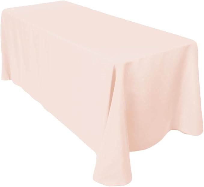 LTC LINENS Tablecloth 90 x 156-Inch Rectangular Polyester Tablecloth with Rounded Corners, Peach, (90156-010139)