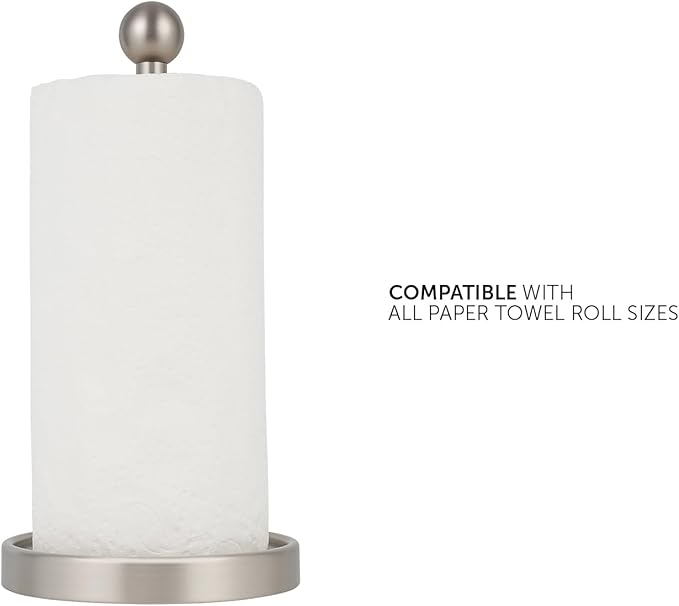 Ivilon Countertop Paper Towel Holder - Modern Sleek Ball Minimalist Design - Color Brushed Nickel