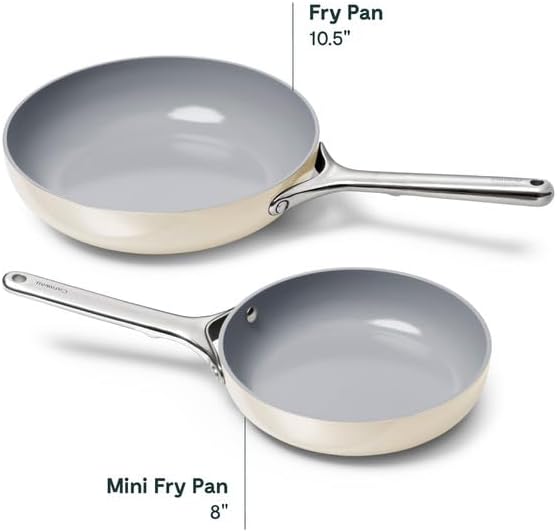 Caraway Nonstick Ceramic Mini Fry Pan (1.05 qt, 8") - Non Toxic, PTFE & PFOA Free - Oven Safe & Compatible with All Stovetops (Gas, Electric & Induction) - Cream