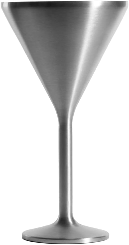 NEWPORT Stemware Collection Premium Vacuum Insulated Stainless Steel Martini Glasses, Lightweight Margarita Glasses, Unbreakable & Drinks Stay Cold, Non-Slip Silicon Base, Cocktail Glasses, 8oz, Steel