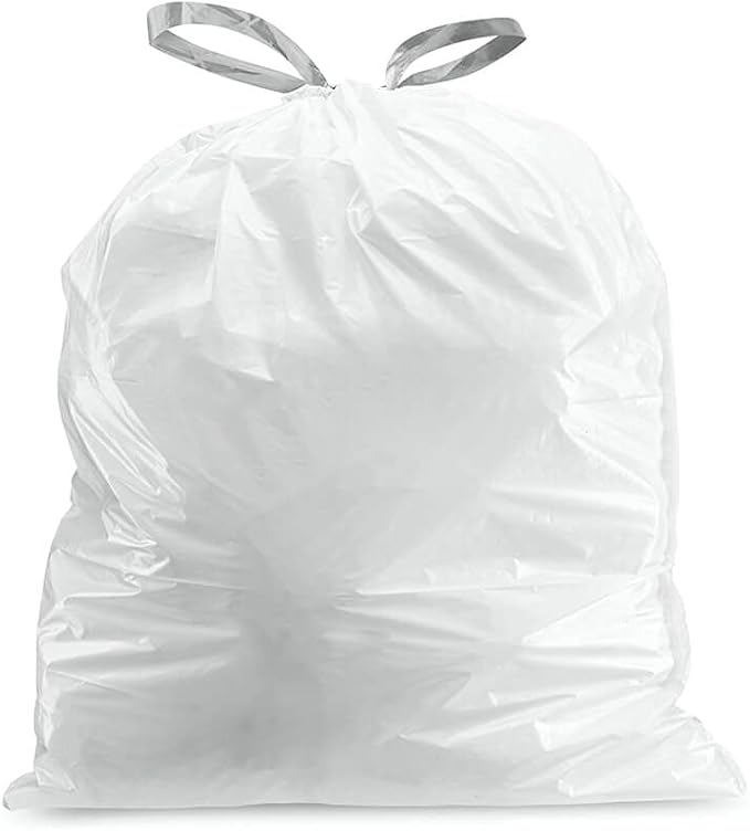Plasticplace Trash Bags | Compatible with Simplehuman (x) Code C | (100 Count)│White Drawstring Garbage Liners 2.6-3.2 Gallon / 10-12 Liter │ 14.75" x 20"