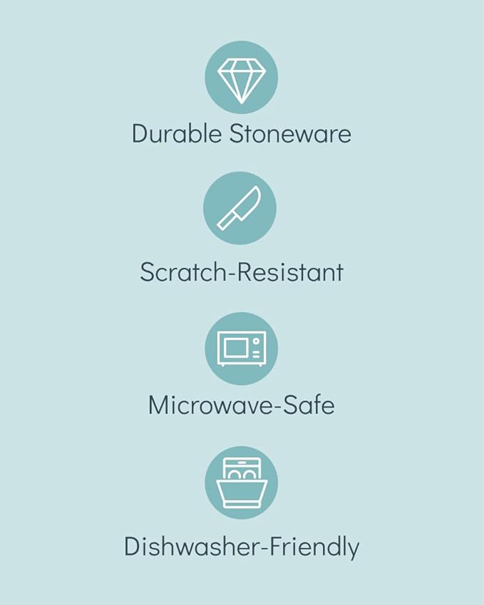 Stoneware dinnerware set 4 persons 12 pcs – Modern style plates and bowls set ceramic – Dishwasher safe and scratch resistant – Bowl and plate set – Dinner service Pure Living black & petrol blue