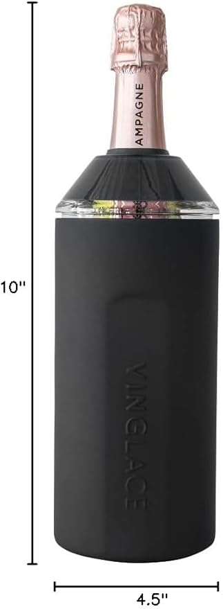 Personalized Vinglacé Wine & Champagne Bottle Chiller - A Unique Customized Gift for Wine Lovers (Black)