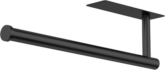 Paper Towel Holder Under Cabinet, Self-Adhesive,No Drilling, Stainless Steel, Wall-Mounted for Kitchen and Bathroom, Easy Install, Durable, Space-Saving, Ideal for Home, RV (Black, 1 Pack)