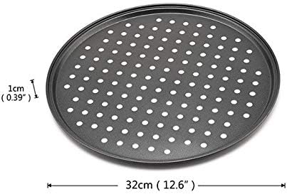 Pizza Pan With Holes, 2 Pack Carbon Steel Perforated Non-Stick Tray Tool Crispy 12inch Round for Home Kitchen
