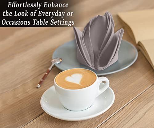 Ruvanti Cloth Napkins Set of 4, 18x18 Inches Napkins Cloth Washable, Soft, Durable, Absorbent, Cotton Blend. Table Dinner Napkins Cloth for Hotel, Lunch, Restaurant, Wedding Parties - Coffee Grey