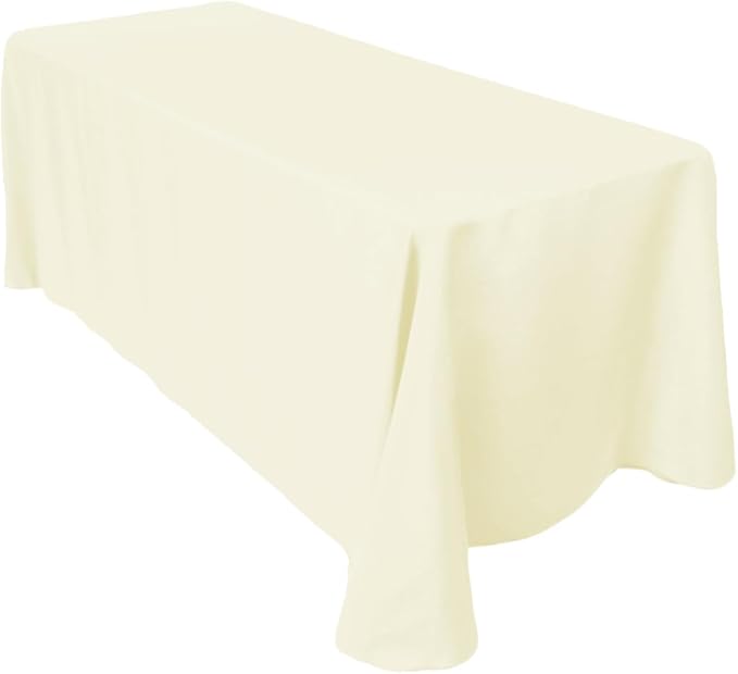 LinenTablecloth 90 x 156-Inch Rectangular Polyester Tablecloth Ivory