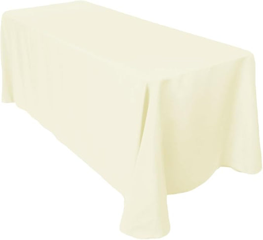 LinenTablecloth 90 x 156-Inch Rectangular Polyester Tablecloth Ivory