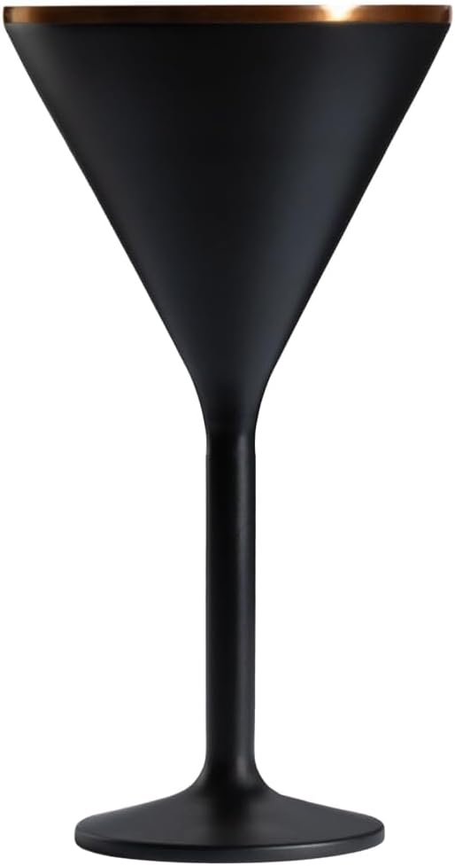 NEWPORT Stemware Collection Premium Vacuum Insulated Stainless Steel Martini Glasses, Lightweight Margarita Glasses, Unbreakable & Drinks Stay Cold, Non-Slip Silicon Base, Cocktail Glasses, 8oz, Black