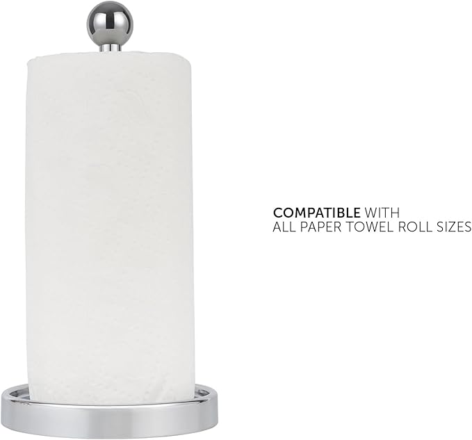 Ivilon Countertop Paper Towel Holder - Modern Sleek Ball Minimalist Design - Color Chrome