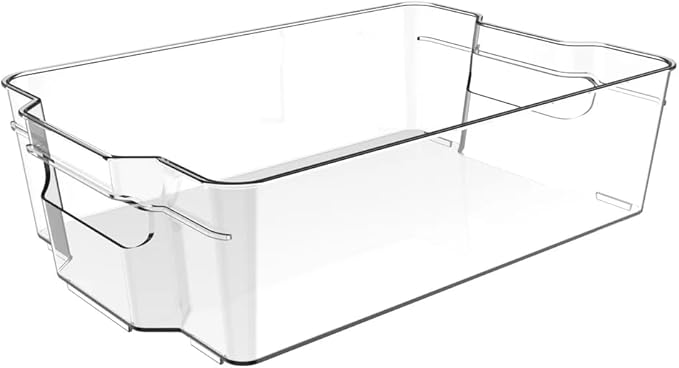 Fridge Fruit Storage Containers Stackable Fruit And Vegetable Storage For Refrigerator - Pantry Bins With Handle - Clear Plastic, BBA-free, 12.4" W x 8.3" D x 3.5" H