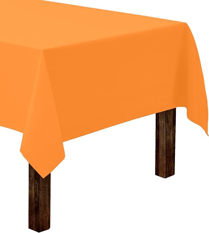 Gee Di Moda Rectangle Tablecloth - 60 x 84 Inch Orange Table Cloth for 5 Foot Rectangle Table - Heavy Duty Washable Fabric - for 5 Ft Buffet Table, Holiday Party, Dinner, Wedding & Baby Shower