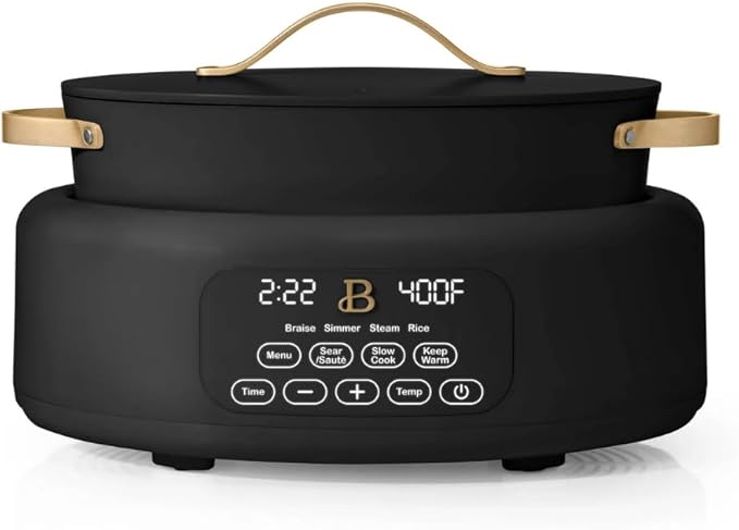 Beautiful 10-in-1,6Qt Electric Multi-Cooker with 7 Presets,Oven-Safe Pot & Lid,Sauté,Steam,Slow Cook,Slow Cooker, Simmer, Rice & More – Touch Display, Dishwasher Safe, Serves Up to 7 (Black Sesame)