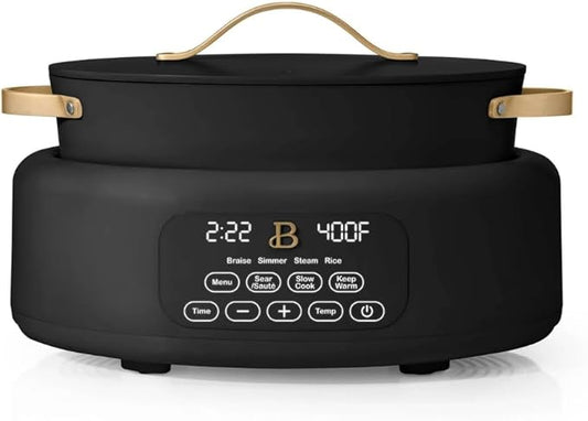 Beautiful 10-in-1,6Qt Electric Multi-Cooker with 7 Presets,Oven-Safe Pot & Lid,Sauté,Steam,Slow Cook,Slow Cooker, Simmer, Rice & More – Touch Display, Dishwasher Safe, Serves Up to 7 (Black Sesame)