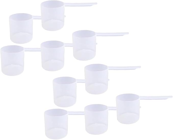 67 mL Plastic Measuring Packaging Scoop (=67 cc/ = 4.53 Tablespoon/ = 2.36 fl oz/ = 0.28 Cup), Long Handle - to Measure and Dispense Spices, Granules, Powders, for Seeds Packing (10)